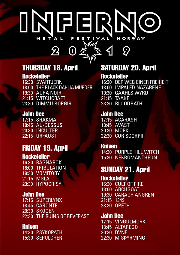 Ragnarok Inferno Running Order